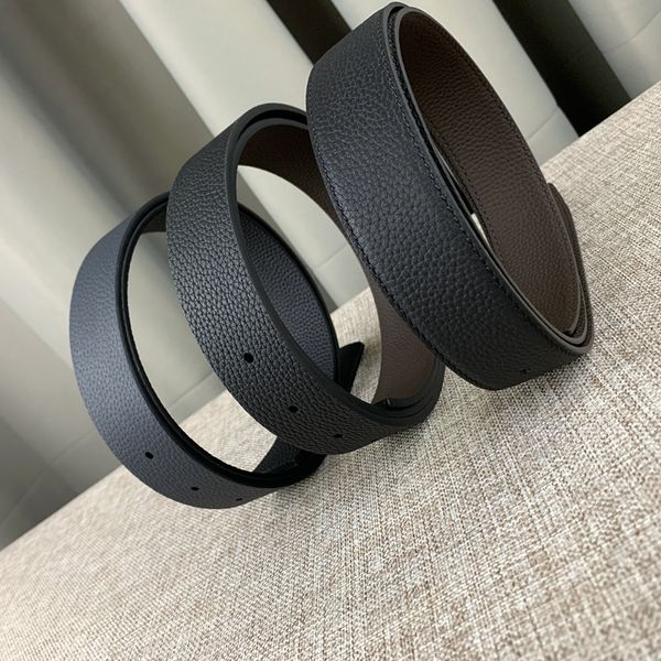 

men designer belt classic fashion casual genuine leather no buckle womens mens leather belt width 3.4cm double layer cowhide replacement bel, Black;brown