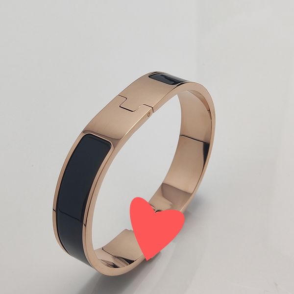 

designer love enamel bracelets bangles jewelry cuff for mens womens luxury 18k yellow gold-plated stainless steel titanium rose silver jewel, Black
