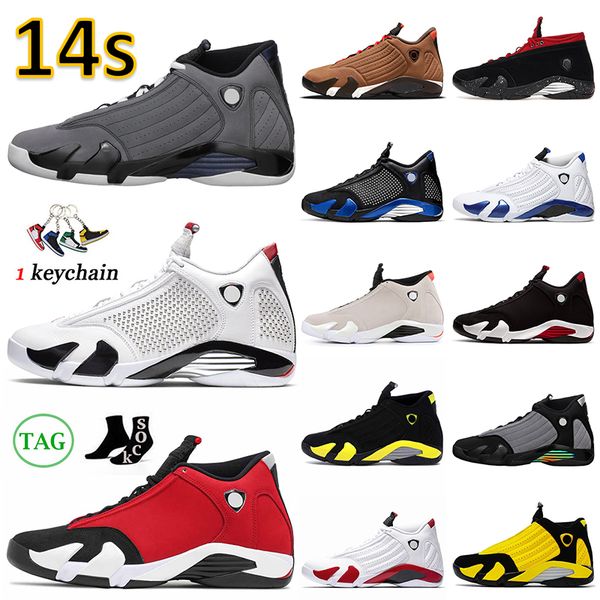 

2023 arrival jumpman 14 basketball shoes 14s men women light graphite spm white gym red lipstick winterized particle grey candy cane sneaker