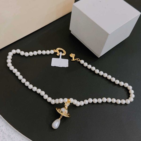 

pendant necklaces designer letter vivian chokers luxury women fashion jewelry metal pearl necklace cjeweler westwood motion current 66ess, Silver