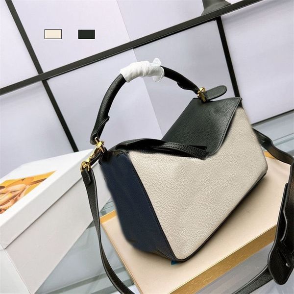 

small bag canvas leather designer handbags shopping internal pocket cowhide brown white beige shoulder bags splicing colors famous xb010 e23