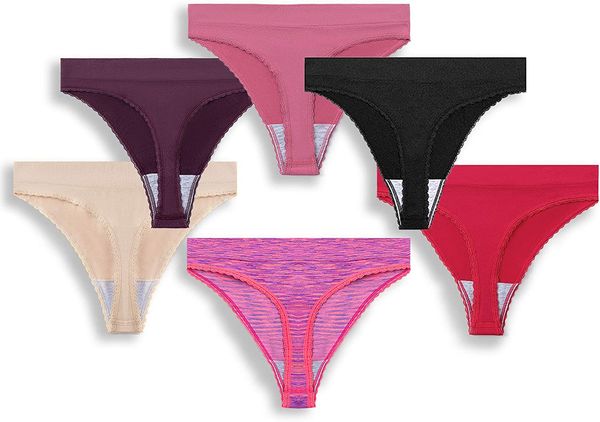 

grankee thongs for women seamless-high waisted thong underwear comfortable quality no show panties multipack, Red;black
