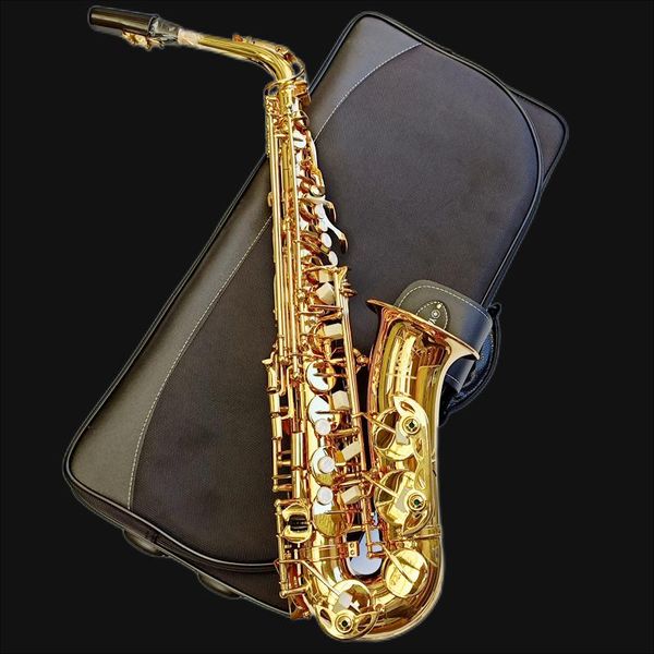 

japan professional alto saxophone yas-62 gold key super musical instrument electrophoretic gold sax mouthpiece gift168