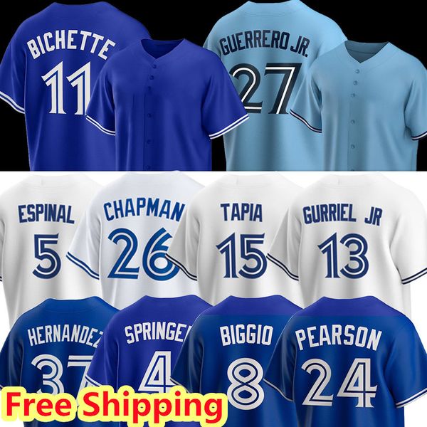 

27 vladimir guerrero jr. baseball jersey daulton varsho matt chapman men woemen alejandro kirk kevin kiermaier bo bichette cavan biggio whit, Blue;black