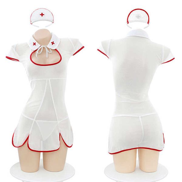 

nxy set good quality nurse uniform cosplay costume cute lingerie buttocks hollow out women tempatation exotic doctor mini dress 230426, Red;black