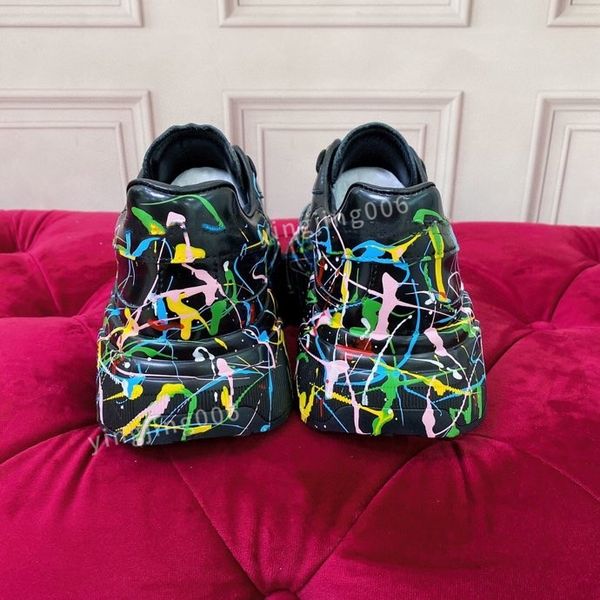 

2023women designer casual shoes leather lace-up sneaker brand flat running trainers letters men gym sneakers, Black