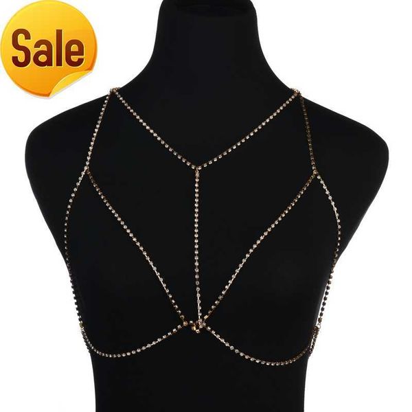 

whole salemisscycy crystal chain bra necklace women body necklace chain statement sparkle bralette beach party summer jewelry, Silver