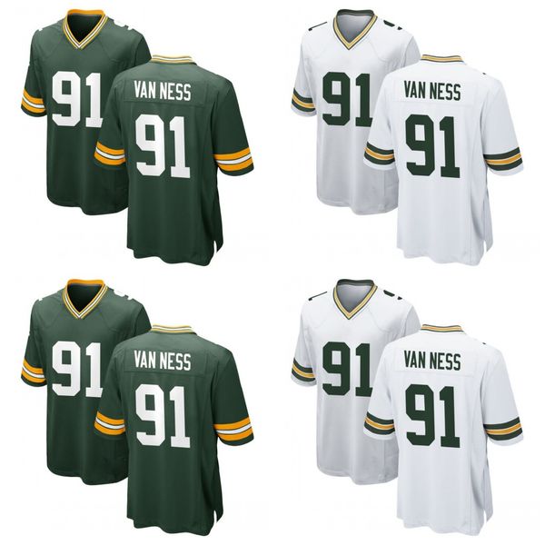 

#91 lukas van ness football jerseys green white men women youth, Black;red