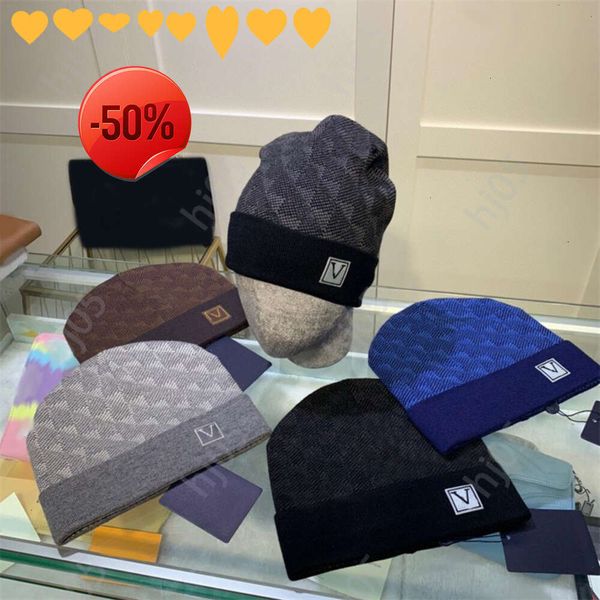 

a1Plaid designer beanie designer hats for men knitted bonnets winter hat fall thermal skull cap ski travel classical luxury beanies brown black grey keep warm 111221, 2#