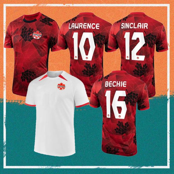 

22/23/24 canada soccer jerseys 2023 home davies cavallini hoilett hutchinson maillots de foot shirt short sleeve larin hennedy buchanan davi, Black