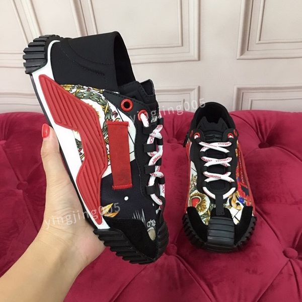 

designer brand quality sneakers men womens shoes print check trainer platform trainers striped sneaker suede shoes, Black