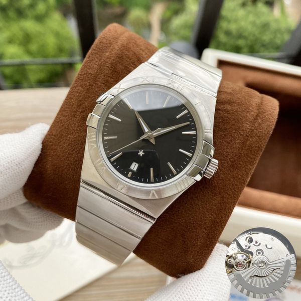 

watch automatic mechanical mens watches 42mm silver wristband waterproof all stainless steel wristband fashion designer wristwatch o17, Slivery;brown