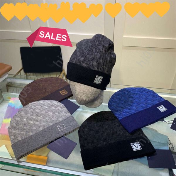 

Plaid designer beanie designer hats for men knitted bonnets winter hat fall thermal skull cap ski travel classical luxury beanies brown black grey keep warm6s, 5#