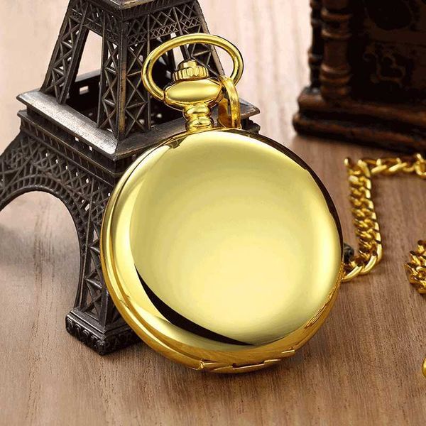 

pocket watches watch tungsten steel polished flip large arabic numerals antique 4 colors, Slivery;golden
