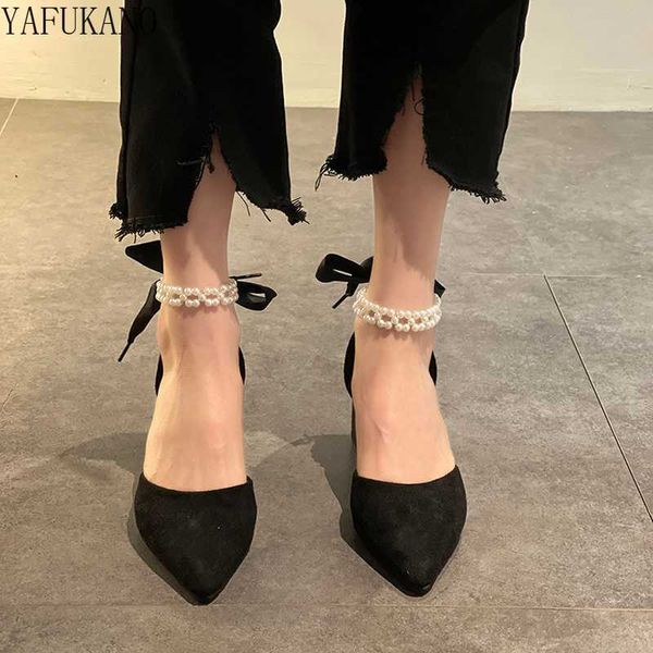 

sandals moda sandlias de salto grosso apontou toe corda talo corrente salto alto doce arco senhoras bombas mid oco vestido de festa nico sap, Black