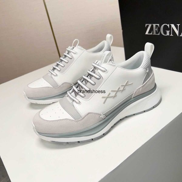 

2023 new men's shoes genuine leather casual shoes zegna sports shoes versatile high end low shoe trend, Black