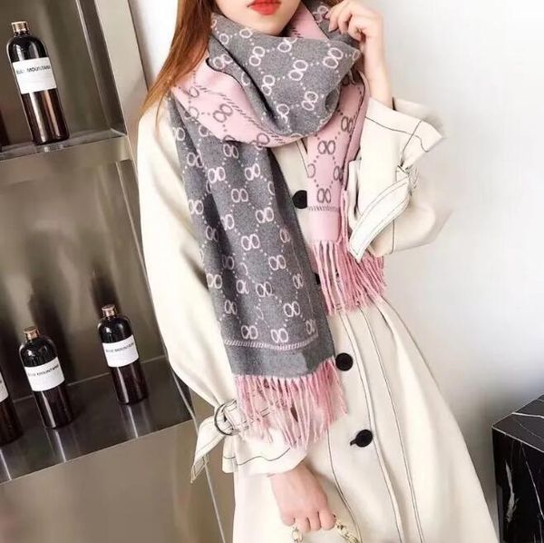 

2023 stylish women cashmere scarf full letter printed scarves soft touch warm wraps with tags autumn winter long shawls, Blue;gray