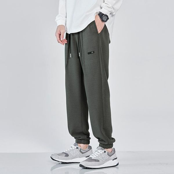 

pants casual trousers men loose fitting sweatpants cotton lantern drawstring sport new style trend hms2081, Black