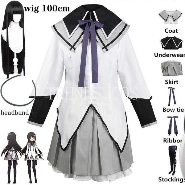 

cosplay wigs anime magical girl puella magi madoka magica homura abayo kostum cosplay kaus kaki wig seragam tempur untuk mahou shoujo comic, Black