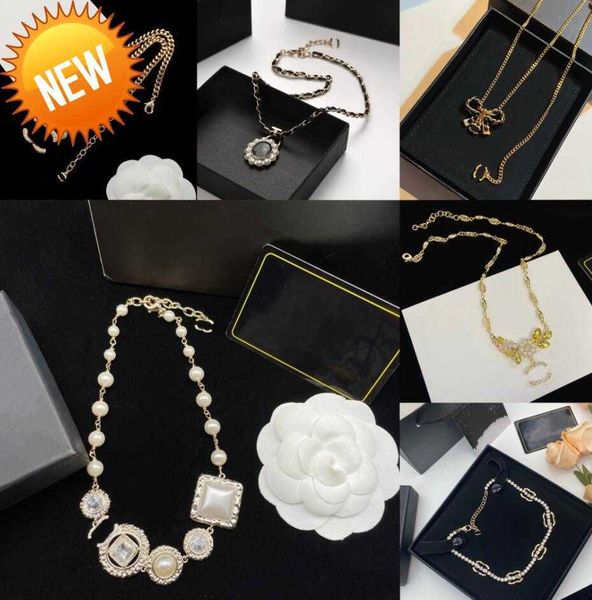 

luxury designer letter pendant necklaces gold plated crystal pearl rhinestone necklace women jewerlry accessories fashion pearl long sweater, Silver