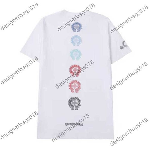 

luxury men's classic t shirt brand tees men women sanskrit letter short sleeve horseshoe couple t-shirts designer polos tshirts cross, White
