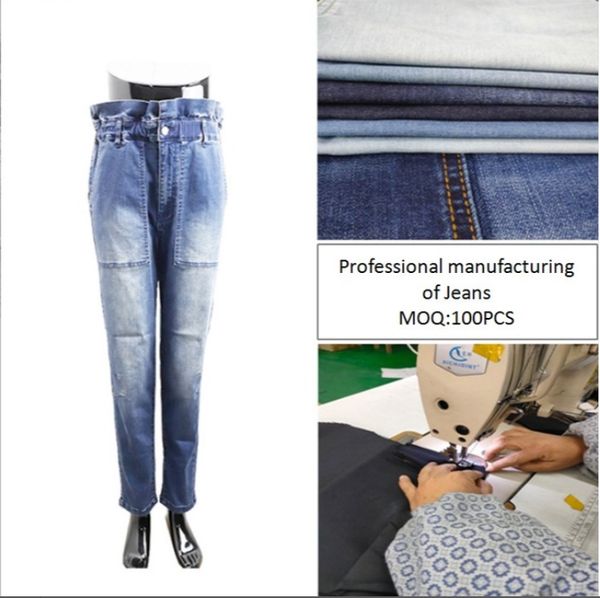 

custom jeans high rise paperbag mom jeans, Blue