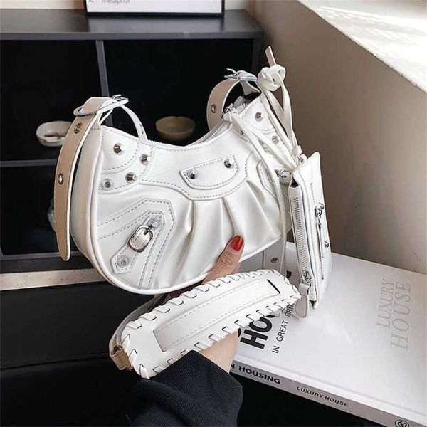 

purses rivet heavy industry pleated dumpling bag new personality fashion one shoulder underarm crossbody clearance sale