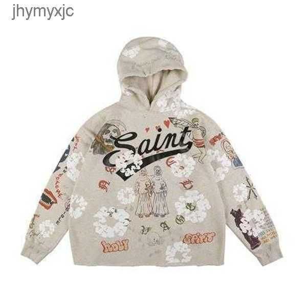 

saint michael hand-painted aged graffiti hoodie ins sweater 1 qk2g, Black