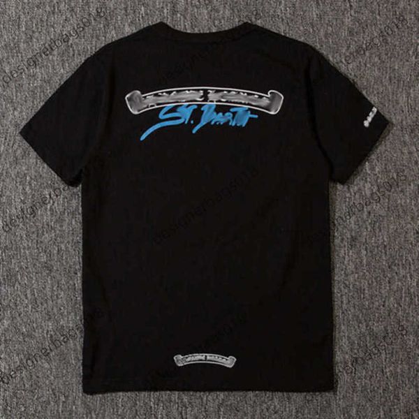 

men's luxury fashion t shirt brand tees men women sanskrit letter couple t-shirt sweatshirt horseshoe flower short sleeve polos cross, White