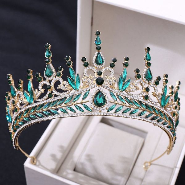 

selling three-dimensional wedding headwear for brides in europe and america, high-end multi-color diamond inlaid baroque gold crystal birthd, Silver