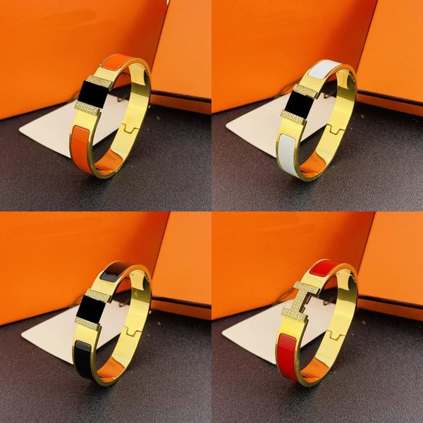 

designer jewelry h letter bangle luxury bracelet 18k gold plated trend studded for womens tennis bracelets silver classic everyday accessori, Black