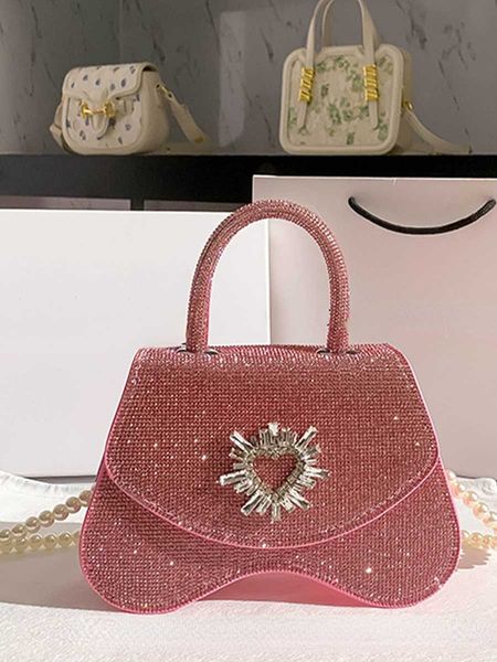 

shoulder bags handbags pink rhinestones purse and handbag 2023 clutches shiny diamond evening luxury designer bag crystal flap 230426