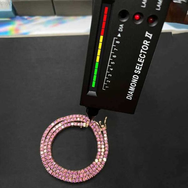 

dropshipping fresh item 925 sterling silver pink vvs moissanite diamond cluster tennis bracelet chain necklace