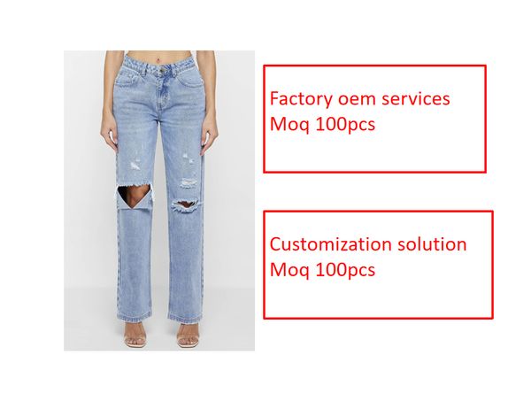 

custom jeans cropped mid waist boyfriend jeans distressed relaxed fit women's denim, Blue