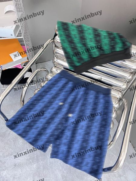 

xinxinbuy men women designer shorts pant jacquard knitted fabric letter cotton spring summer green blue s-xl