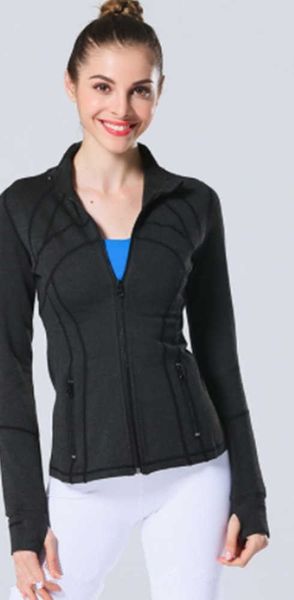 

align lululemenss womens yoga long sleeves jacket solid color nude sports shaping waist tight fitness loose jogging sportswear lululemens 66, Gray