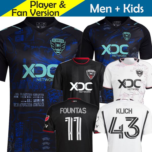 

d.c. uniteds soccer jerseys kids kit 2023 2024 football shirt 23 24 mls planet earth special home away training player version goalkeeper se, Black;yellow