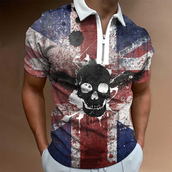 

3dpolo shirt flag pattern polo collar new casual short sleeve summer, White;black