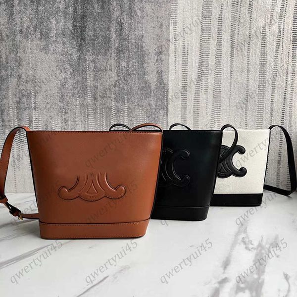 

drawstring fashion luxurys designer bag leather handbag triomphe bucket bag casual women's shoulder cross body bags