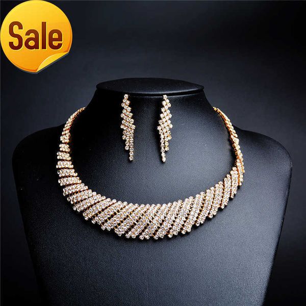 

gold bridal crystal jewelry set necklace earrings wedding jewelry sets for bride bridesmaid women bridal accessories, Silver