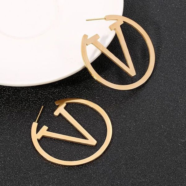 

Classic Fashion Womens Stud Big Circle Simple Hoop Earrings beautiful girls luxury letter design fashion Jewelry with Box, No box