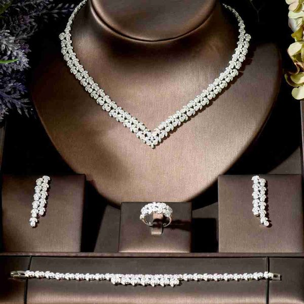 

link, chain luxury clear brilliant crystal zirconia earrings and necklace sets bridal jewelry set weeding dress accessories, Black