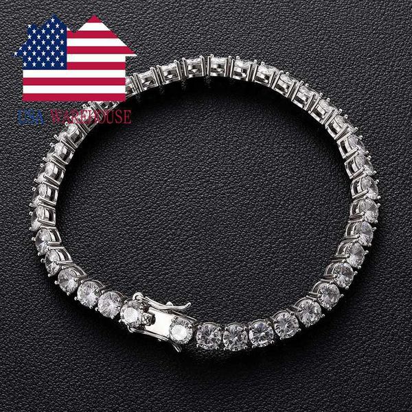 

drop shipping usa stock 5mm white gold plated women's 925 sterling silver vvs moissanite cluster tennis bracelet