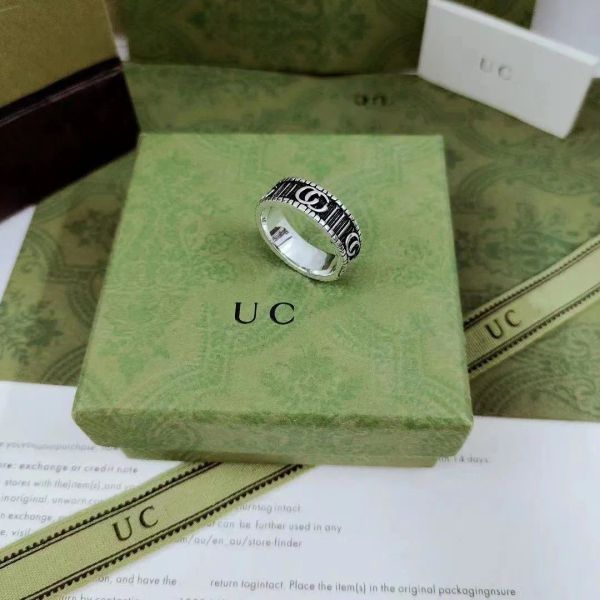 

designer ring luxury rings for women classic couple rings retro letters men and women with the same ring fashion versatile jewelry valentine, Silver