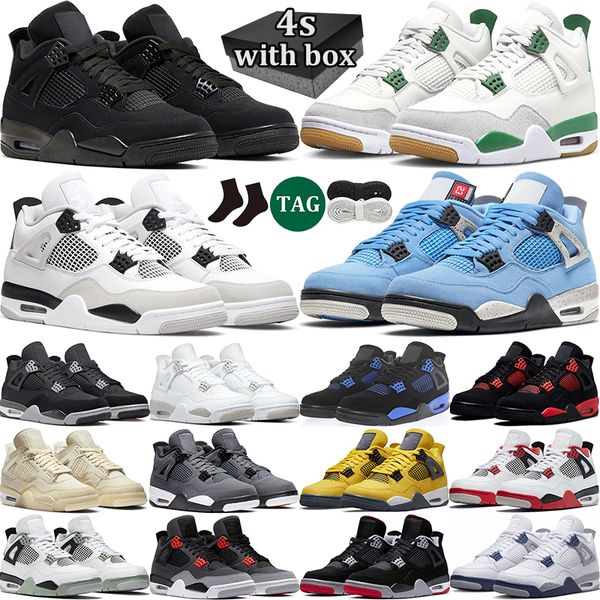 

4s basketball shoes mens 4 retro military black university blue infrared white cement bred fire red thunder cool grey cat men trainer sports