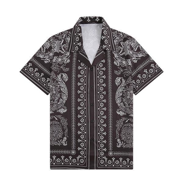 

fashion bowling hawaii style silk shirt designer t shirt men casual shirts 3d medusa print summer seaside beach button shirt cotton loose sh, White;black