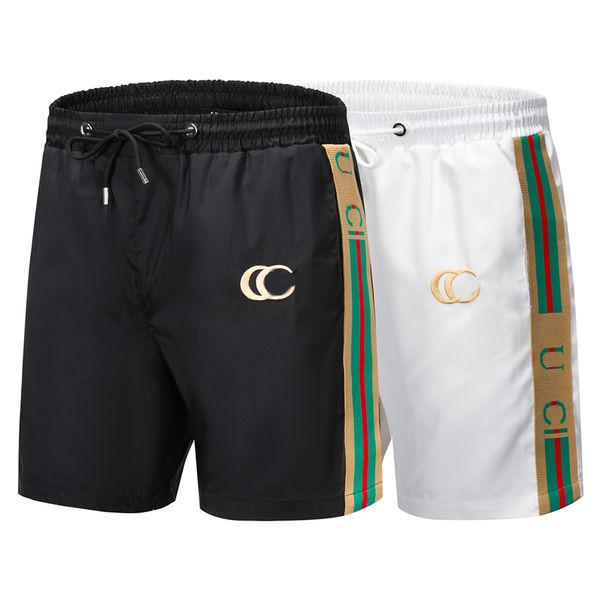 

men's shorts gui fashion classic design italian style pocket side line shorts casual street style elastic belt double layer inner tank, White;black
