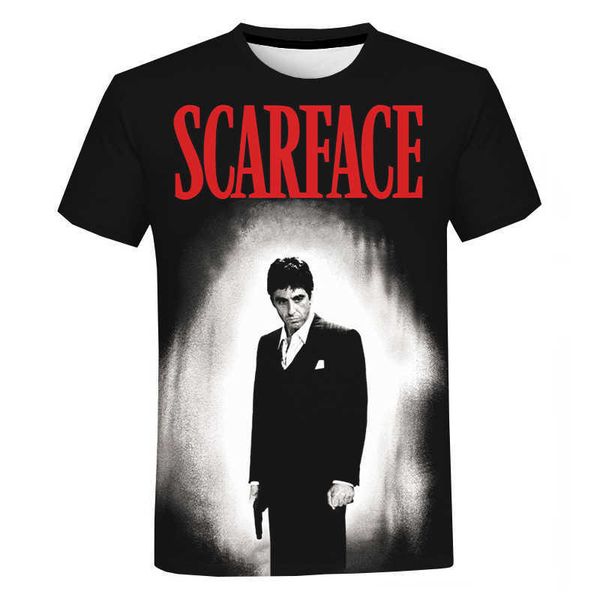 

selling t-shirt digital printing scarface shaxing men's and women's t-shirt short sleeved, White;black