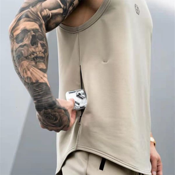 

men' tank brand gym stringer tank men bodybuilding clothing cotton sleeveless shirt man fitness vest singlet sportwear workout tank23, White;black