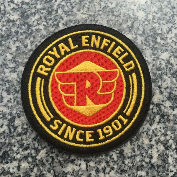 

customized brand logo diy sewing notions personalized embroidery iron on royal enfield patches for clothing stickers garment jeans jacket ba, Black